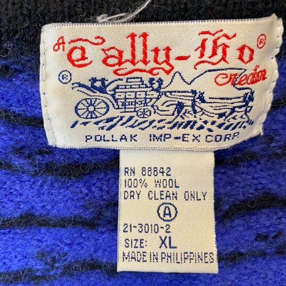 Vintage Tally-Ho Womens Cardigan Sweater Size XL Wool Knit Cottage Boho Blue - Picture 5 of 7